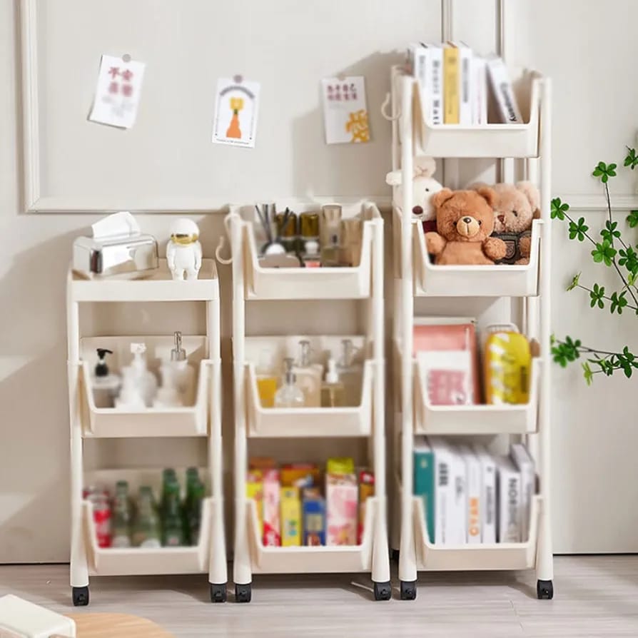 Movable Desk Storage Bookcase for Study Room Floor-to-ceiling Bookshelf With Wheels