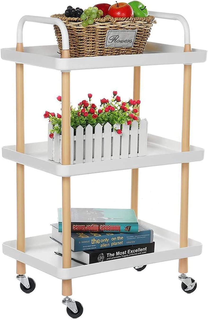 Rolling Cart Trolley Square Kitchen Storage Rack Organizer Cart With Wheels