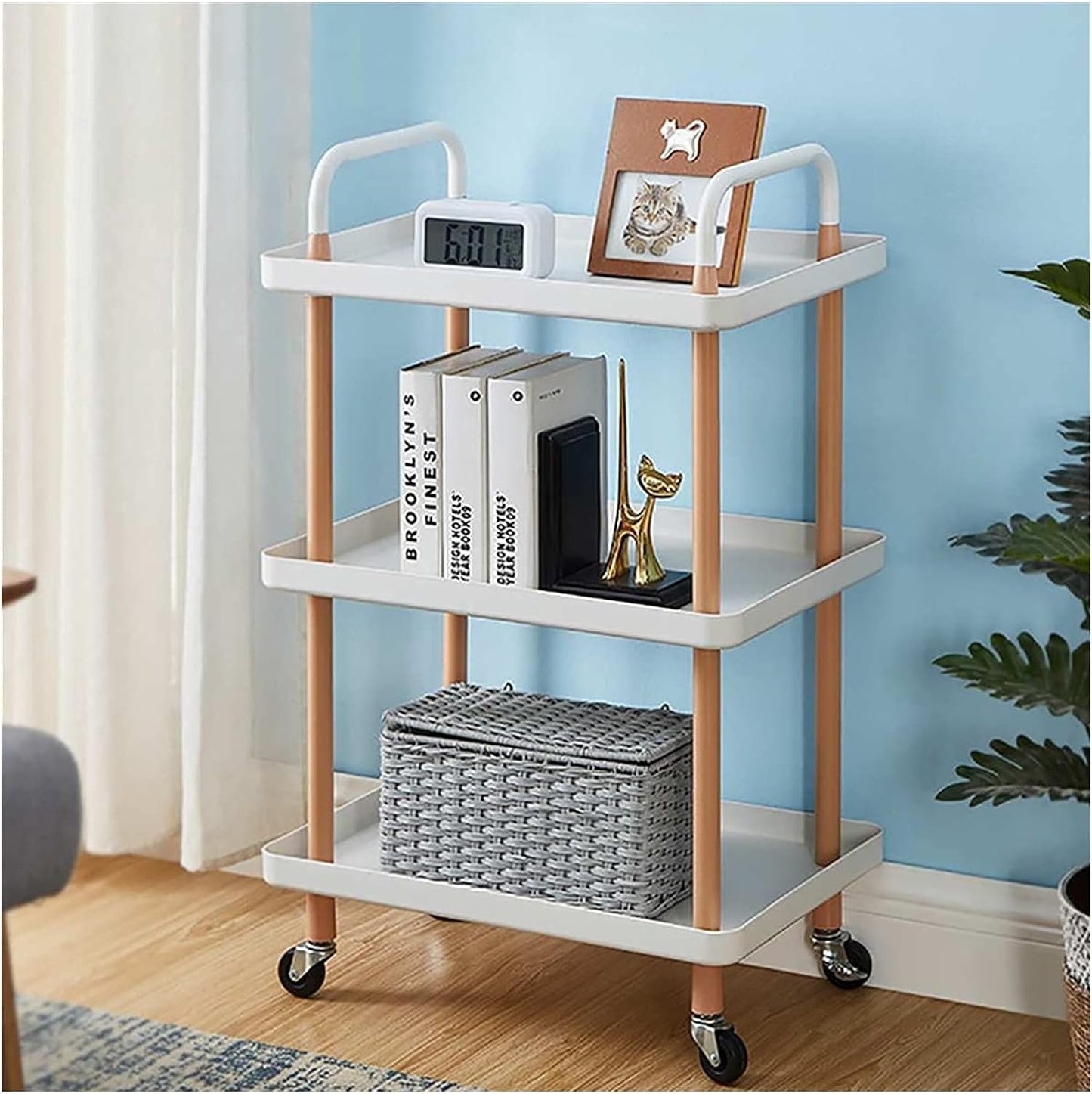 Rolling Cart Trolley Square Kitchen Storage Rack Organizer Cart With Wheels