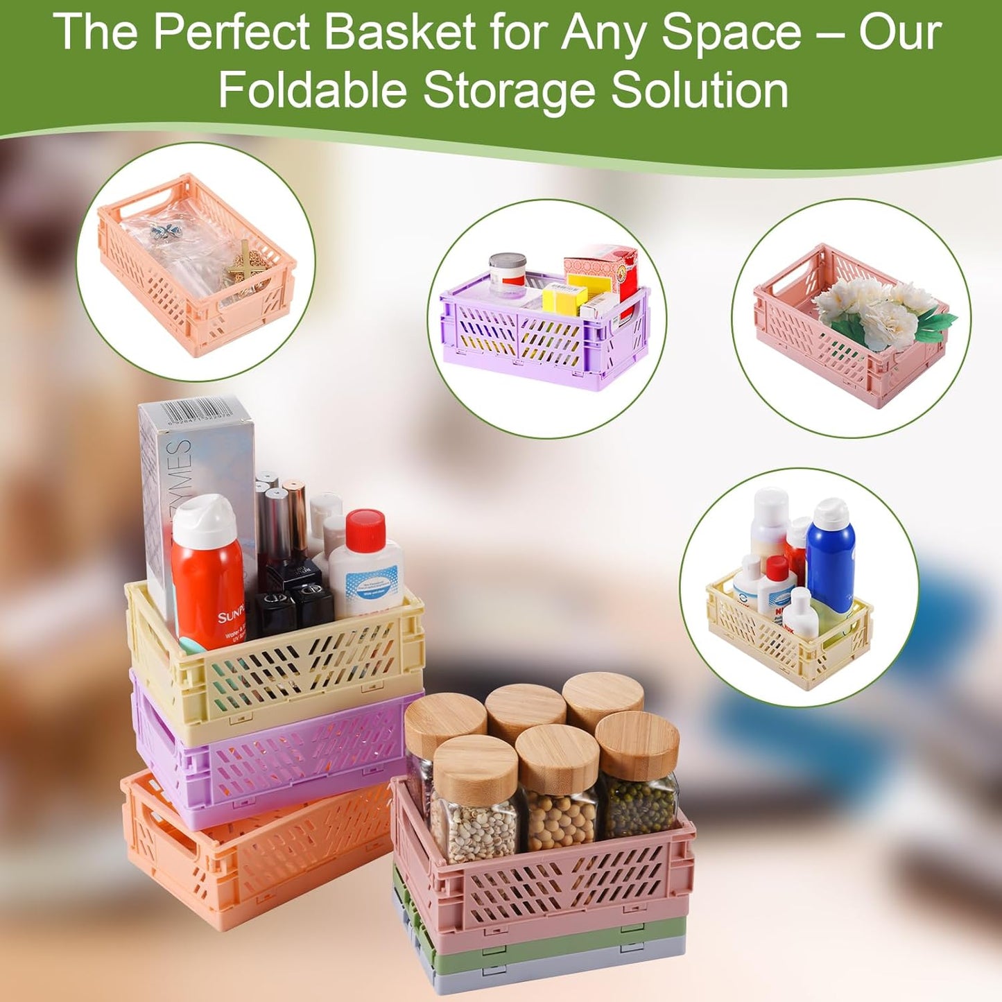 6-Pack 25cm Pastel Foldable Storage Crates