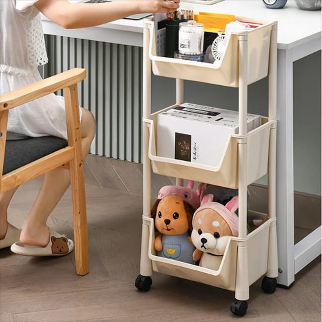 Movable Desk Storage Bookcase for Study Room Floor-to-ceiling Bookshelf With Wheels