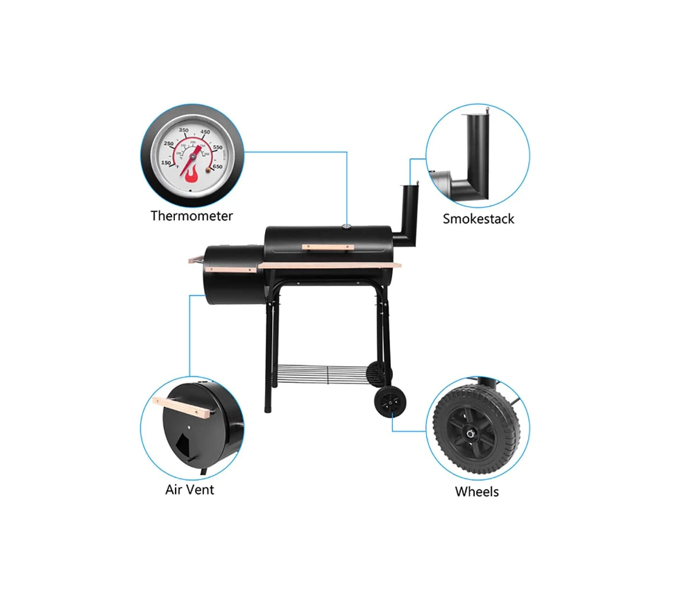 Portable Charcoal Grill with BBQ Charcoal Grill and Offset Smoker