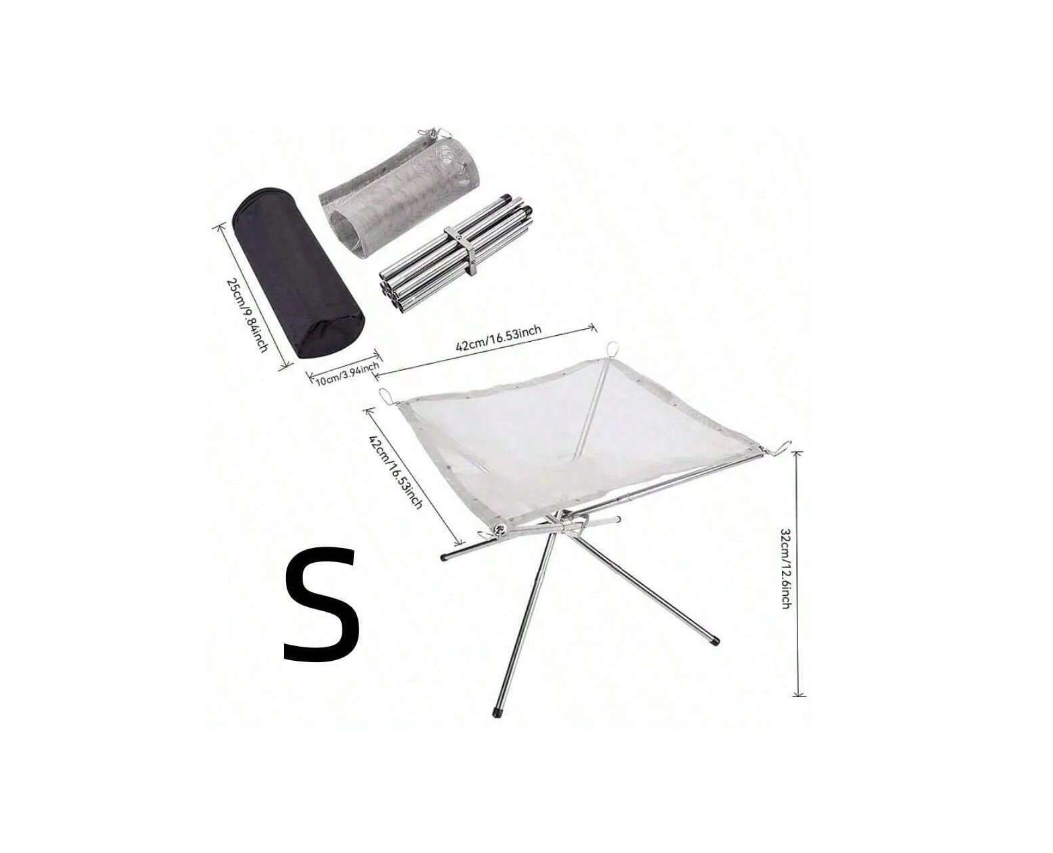 Foldable Portable Stainless Steel Fire Pit, Camping & Outdoor Bbq Grill Rack