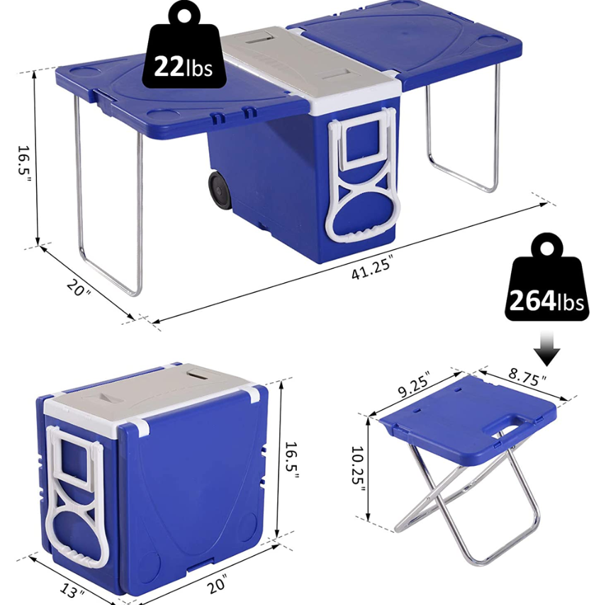 Cooler Box Foldable Picnic Table With 2 Chairs - 28L