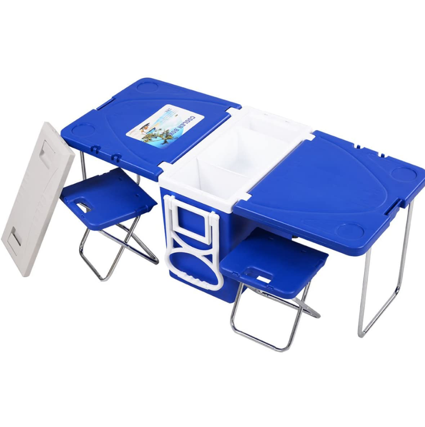 Cooler Box Foldable Picnic Table With 2 Chairs - 28L