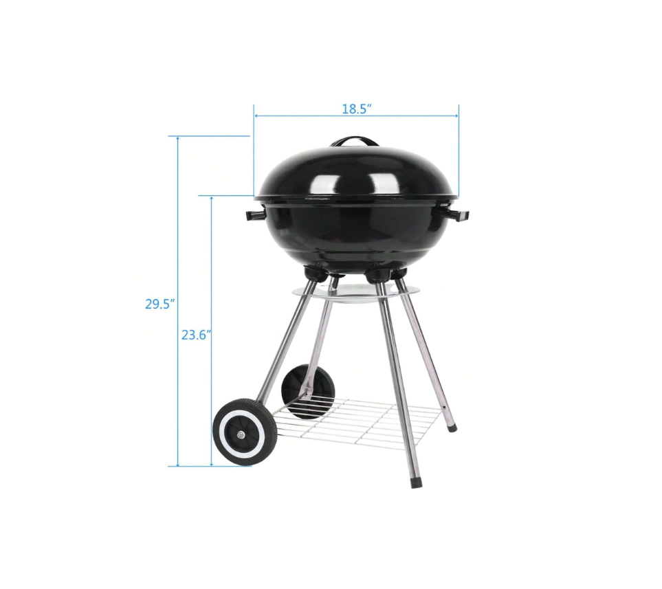 Portable Charcoal Grill, 18 Inch Camping BBQ Grill with Wheels