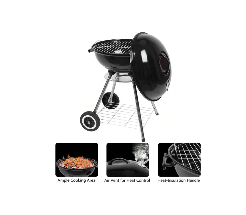 Portable Charcoal Grill, 18 Inch Camping BBQ Grill with Wheels