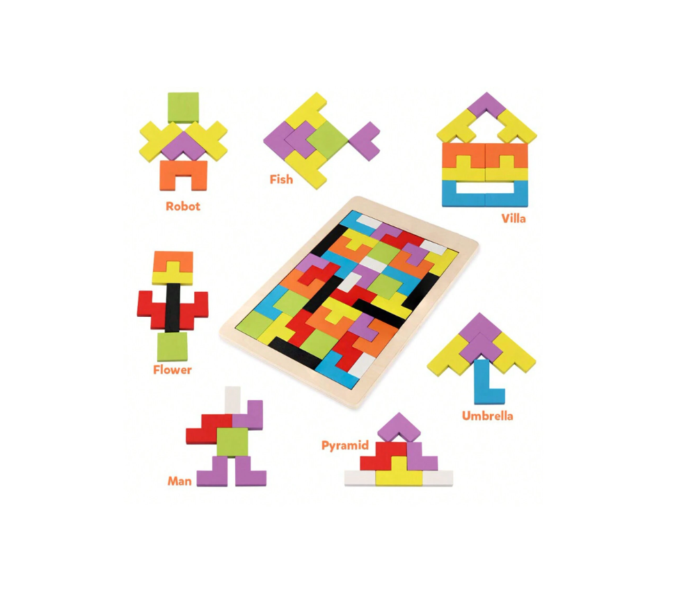 Wooden Brain Teaser Puzzles Tangram Blocks