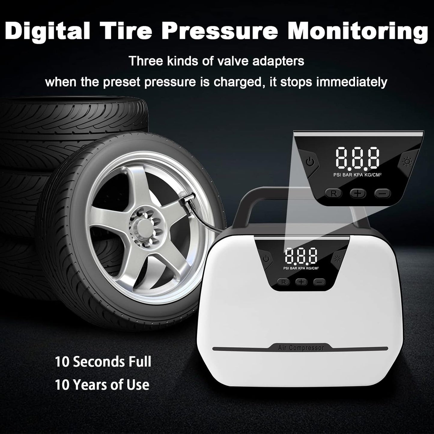 12V 150PSI LCD Display Tire Inflator Portable Air Compressor