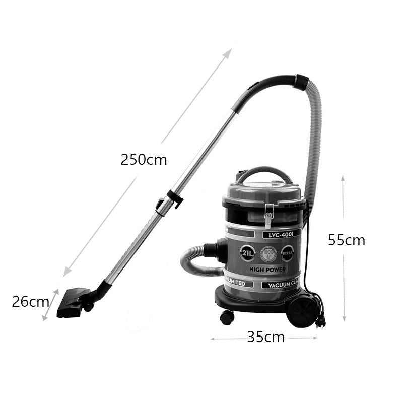 21L Professional Stainless Steel High Capacity Vacuum Cleaner - 2200W