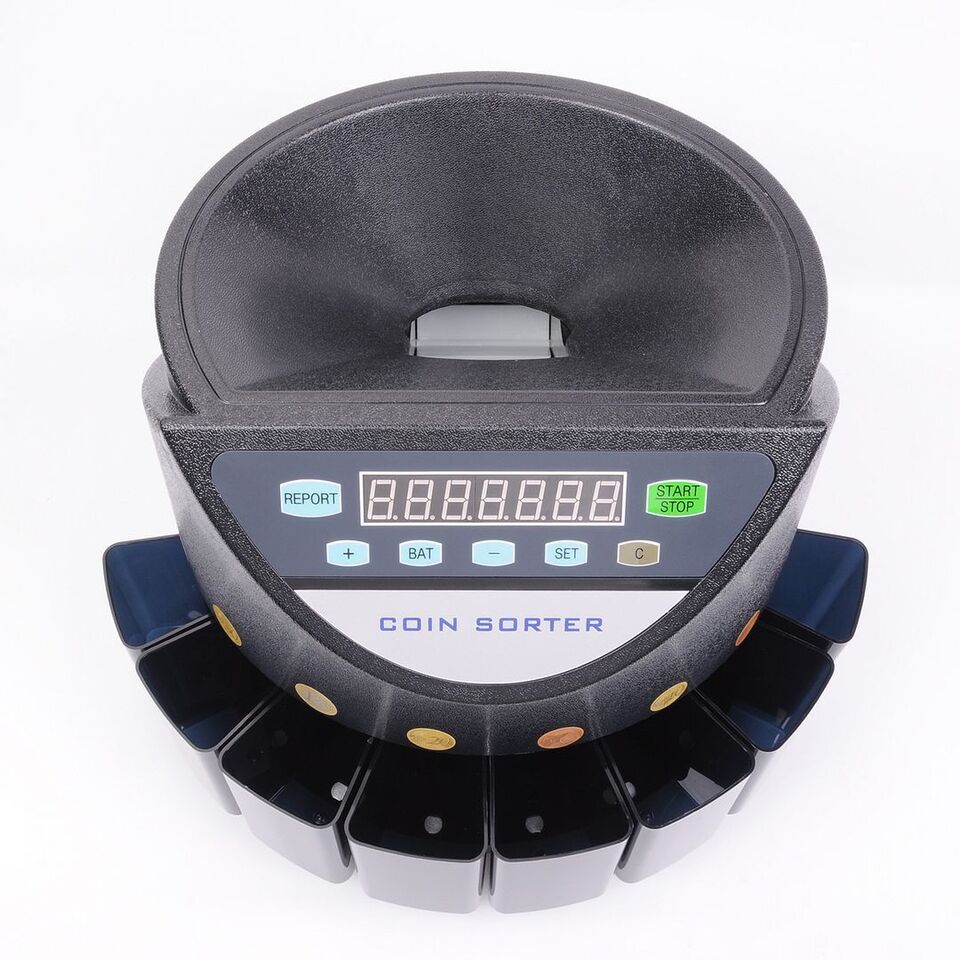 Electronic Coin Sorter Digital Auto Counting Machine - Black