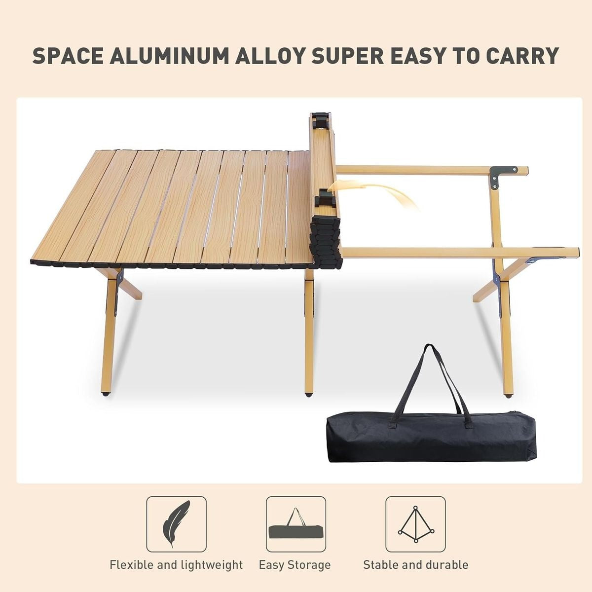 Outdoor Folding Camping Picnic Table with Carry Bag