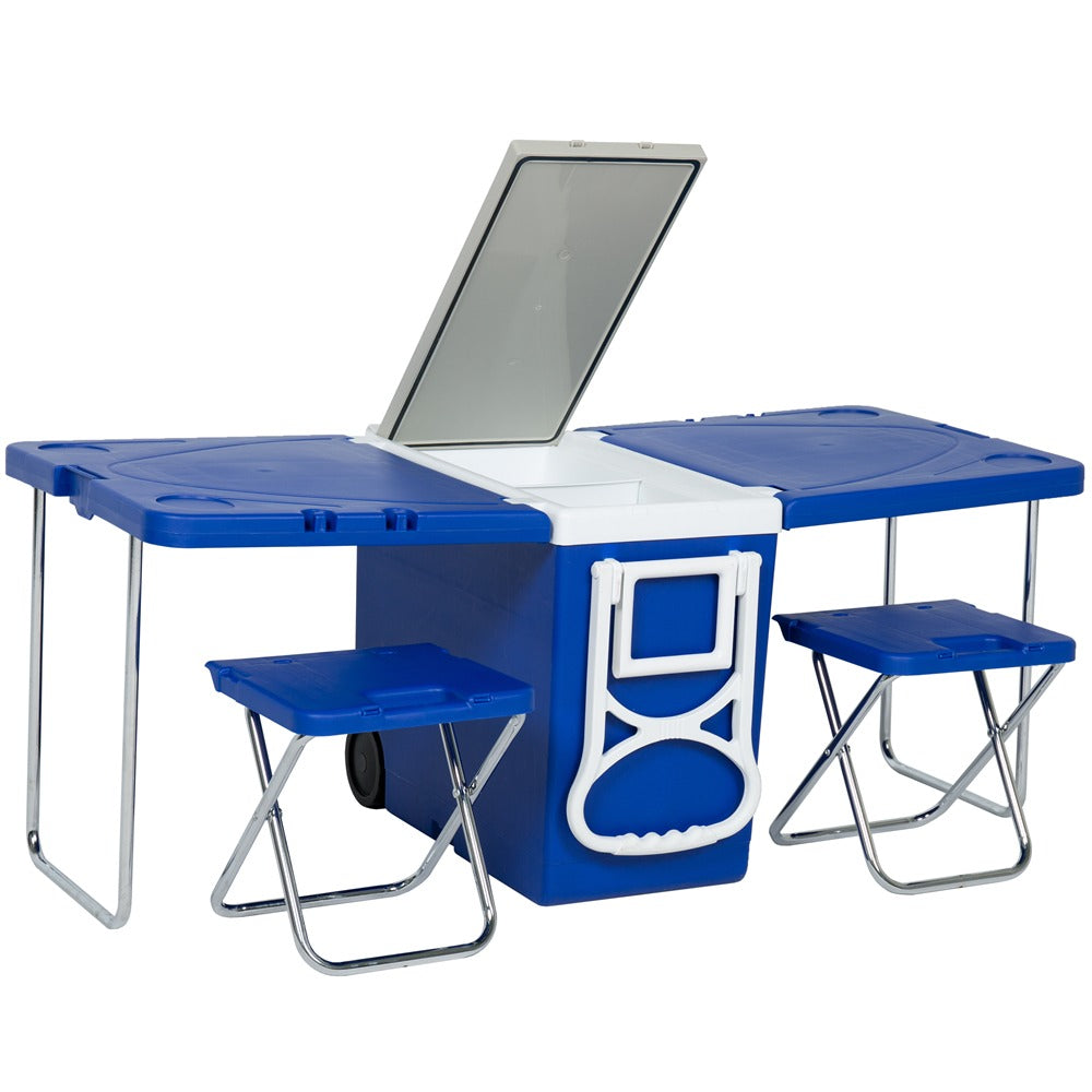 Cooler Box Foldable Picnic Table With 2 Chairs - 28L