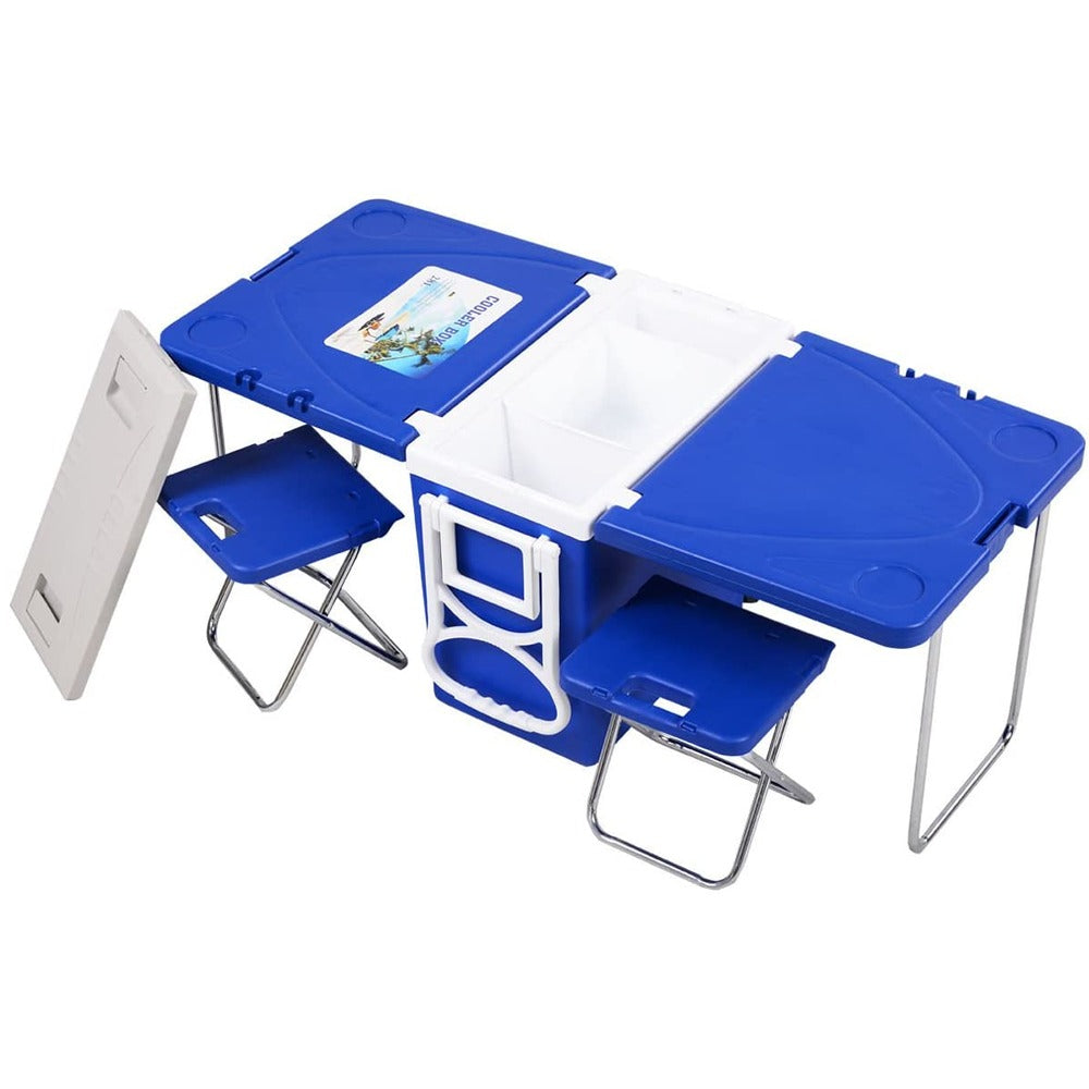 Cooler Box Foldable Picnic Table With 2 Chairs - 28L