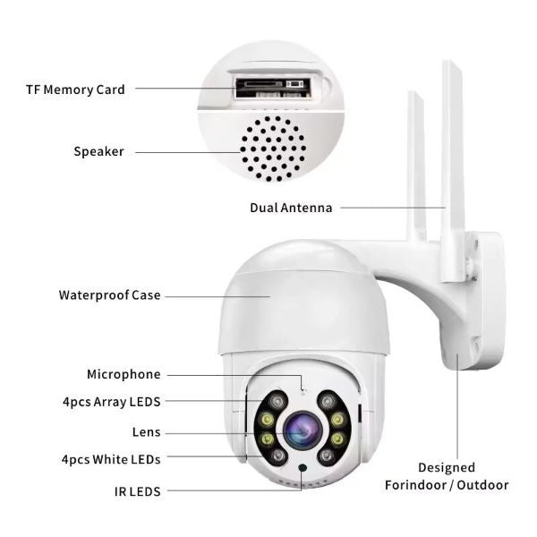 1080P 4 Lights Security Surveillance Waterproof Cameras